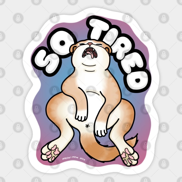 So Tired Tabby Scottish Fold Cat Sticker by meow-mom